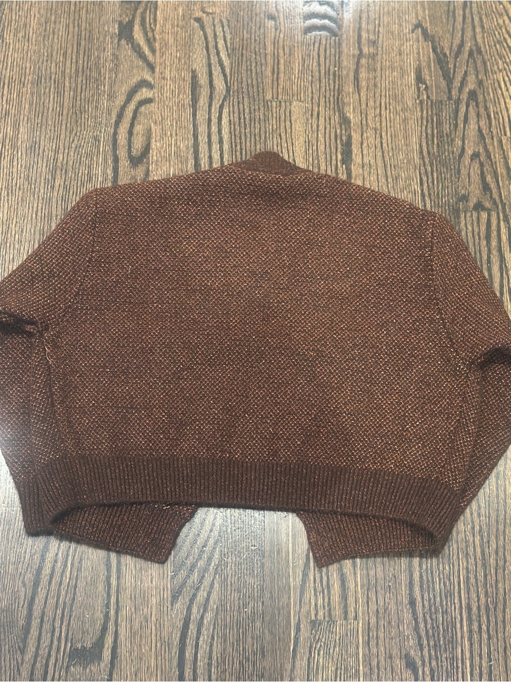 Mango Rust-Brown Textured Knit Cardigan with Gold Buttons - Picture 2 of 3